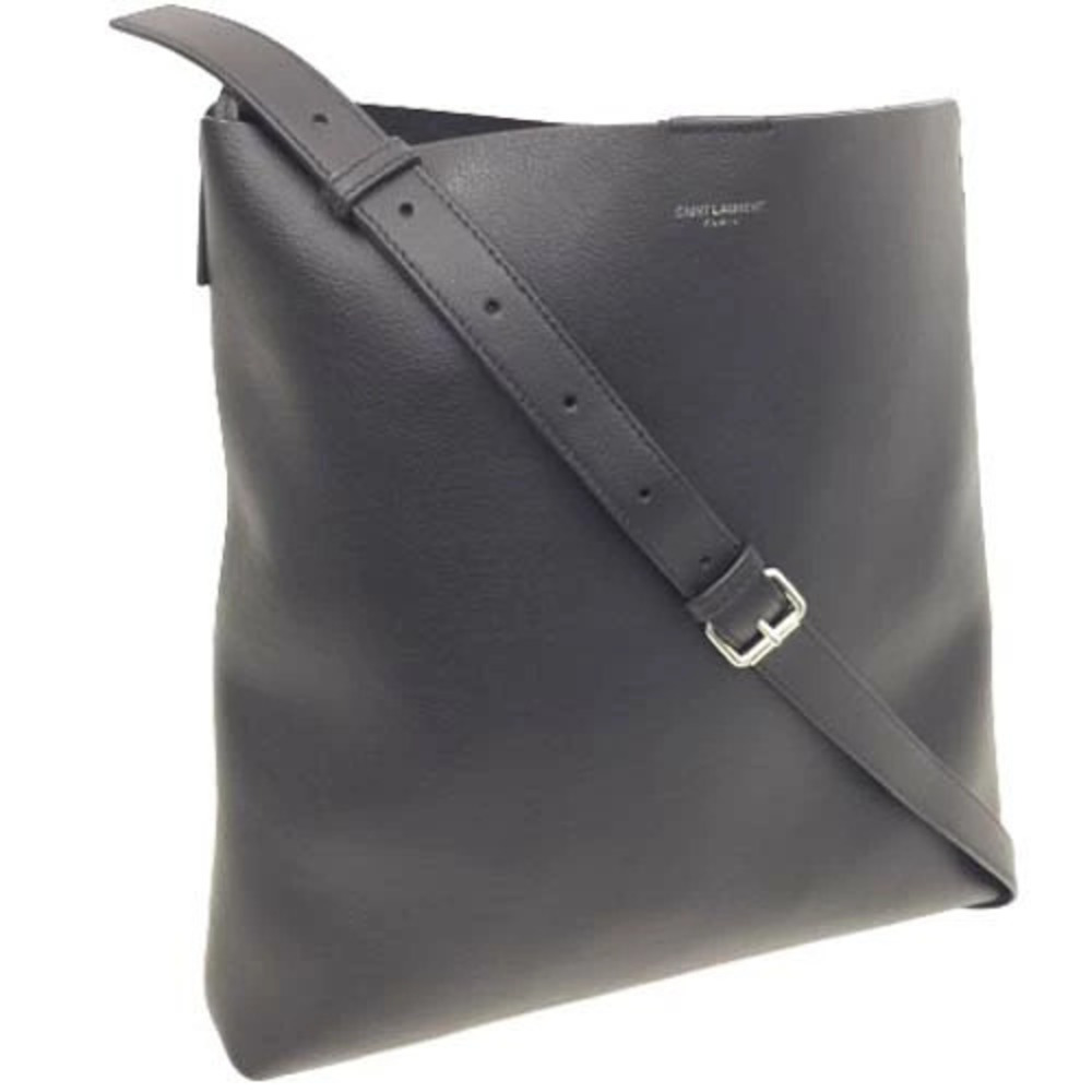 Saint Laurent Shoulder Bag Crossbody Back Pocket Clutch Key Ring Leather Black